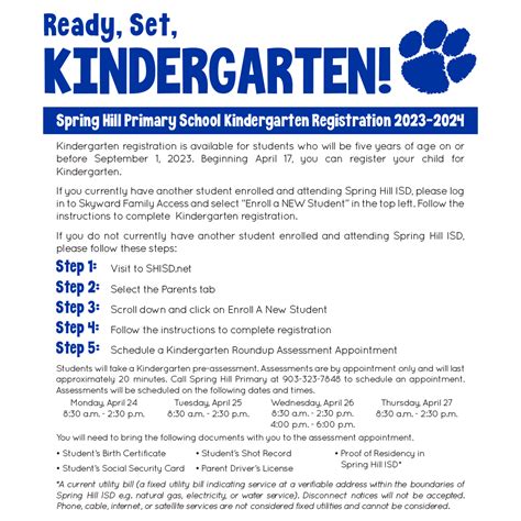 Kindergarten Registration 2023 2024 Spring Hill Independent School