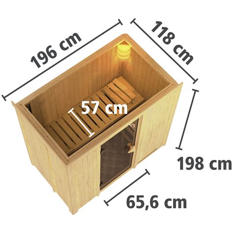 KARIBU Sauna Pärnu inkl 9 kW Bio Kombi Saunaofen mit externer