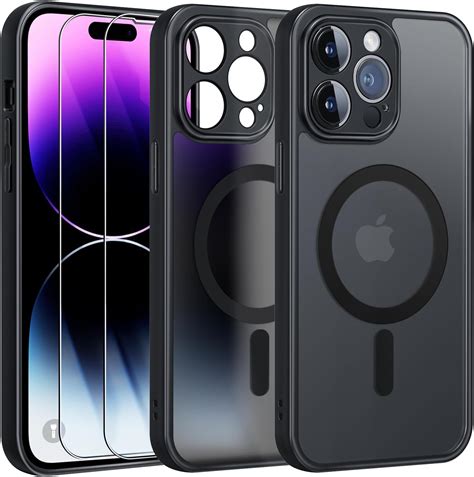 FLLAO Magnétique Coque pour iPhone 15 Pro avec 2 Verre Trempé