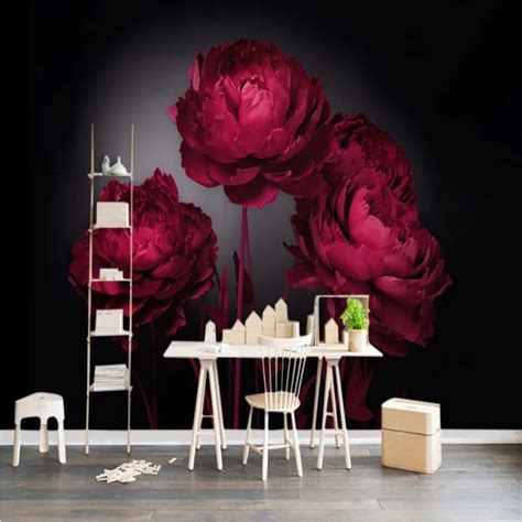 Custom Photo Wallpaper Romantic Red Roses Mural Tv Backdrop Bedroom