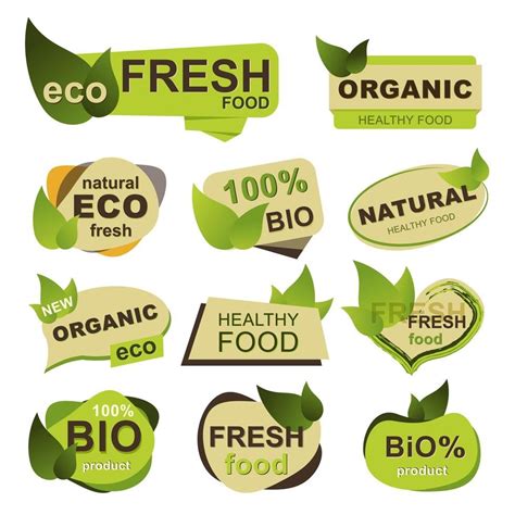 Organic Eco Fresh Food Badges Set Fresh Food Badge Banner Vector