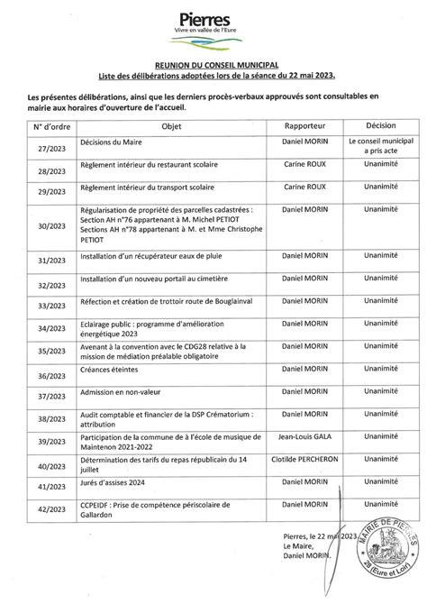 Calaméo Liste des délibérations