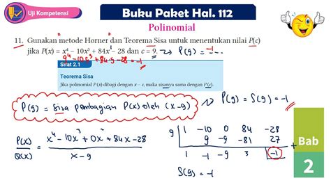 Uji Kompetensi No Teorema Sisa Metode Horner Polinomial Cara Horner