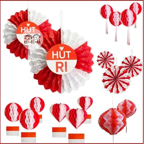 Jual Lampion Paper Fan Gantung Merah Putih Dekorasi Hiasan HUT RI