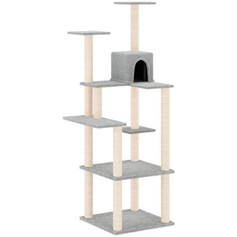 Albero Per Gatti Con Tiragraffi In Sisal Grigio Chiaro Cm