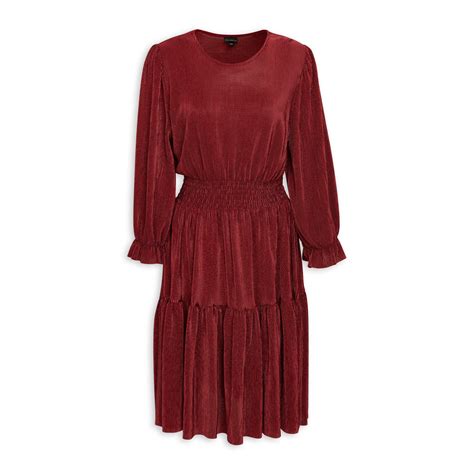 Burgundy Fit And Flare Dress Truworths