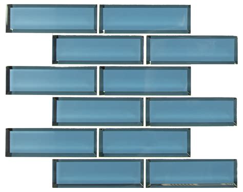 Haiku Sapphire Beveled 2x6x8mm Glass Subway Tile