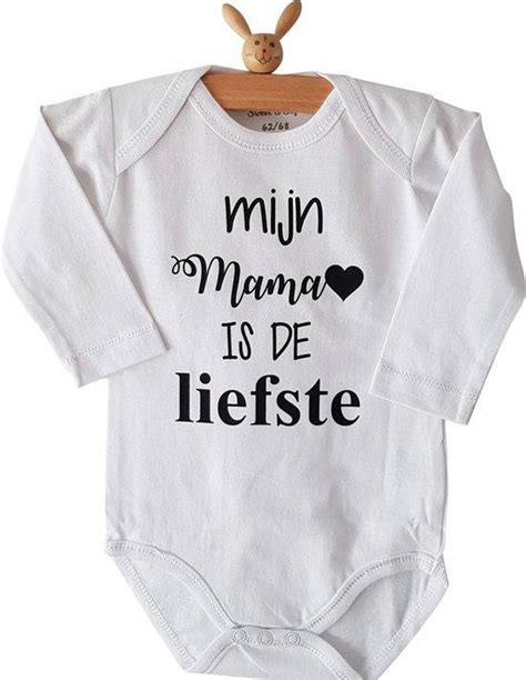 Baby Rompertje Tekst Mijn Mama Is De Liefste Lange Mouw Wit Zwart