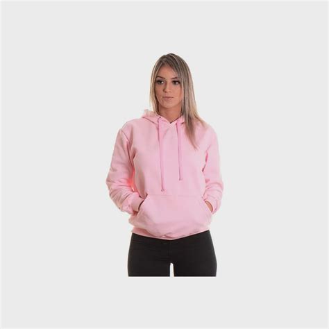 Moletom Liso Feminino Blusa De Frio Canguru Rosa No Shoptime