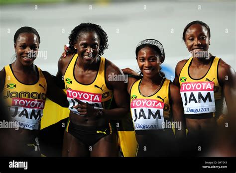 The Jamaica Womens 4x100m Relay Team Shelly Ann Fraser Pryce 2nd Left