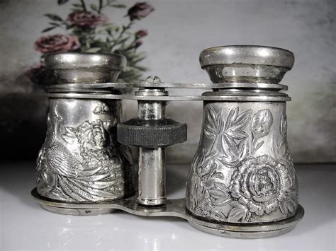 Opera Glasses Vintage Occupied Japan Repousse Floral Metal Work Design Post Wwii Opera Glasses