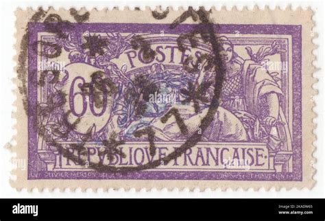 France An Centimes Violet And Ultra Postage Stamp Depicting