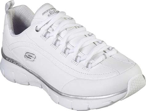 Skechers Leather Synergy Elite Status Trainers In White Silver White Save 14 Lyst