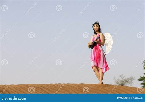 Young Woman with Angel Wings in a Desert Stock Image - Image of arab ...