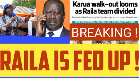 BREAKING Raila Is FED UP URGENTLY DEMANDS Karua S RESIGNATION From