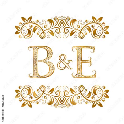 B E Vintage Initials Logo Symbol Letters B E Ampersand Surrounded