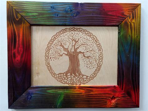 Arbre De Vie Au Laser Gravure Dans Un Cadre Rustique à La Main Etsy