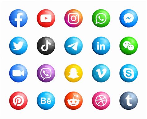 Premium Vector Social Media Round Modern D Icons Set