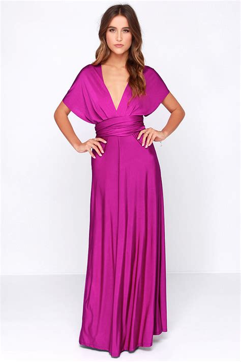 Pretty Maxi Dress Convertible Dress Magenta Dress Infinity Dress