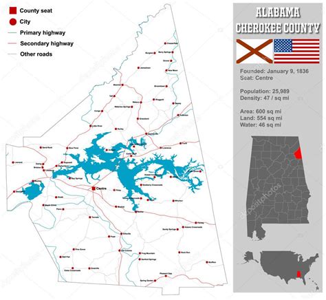 Alabama Cherokee county map — Stock Vector © Malachy666 #94331964