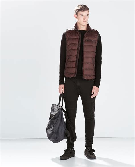 Zara Puffer Vest In Purple For Men Lyst