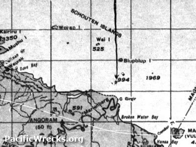 Pacific Wrecks Map With Arrow Indicating The Position P D