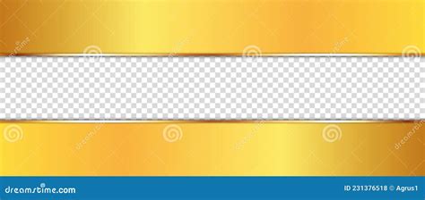 Long Gold Ribbon Banner With Silver Frame With Transparent Place Stock