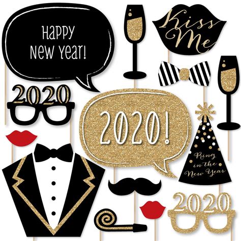 New Years Eve Party Gold 2020 New Year S Photo Booth Props Kit 20