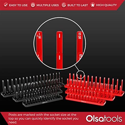 Olsa Tools SAE rouge et métrique noir Lot de 6 plateaux de