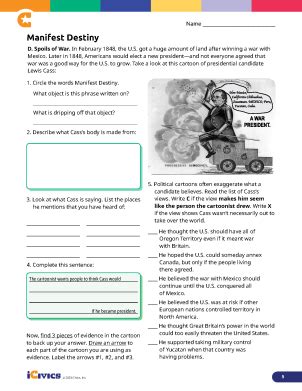 Manifest Destiny Lesson Plan ICivics Worksheets Library