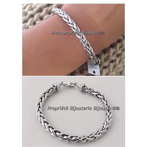 Bracelet Maille Palmier Argent Massif Rhodi Argent Massif