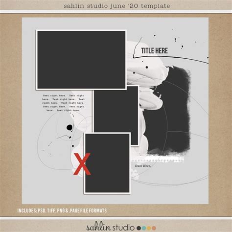 FREE Digital Scrapbooking Template Sketch June 20 Sahlin Studio