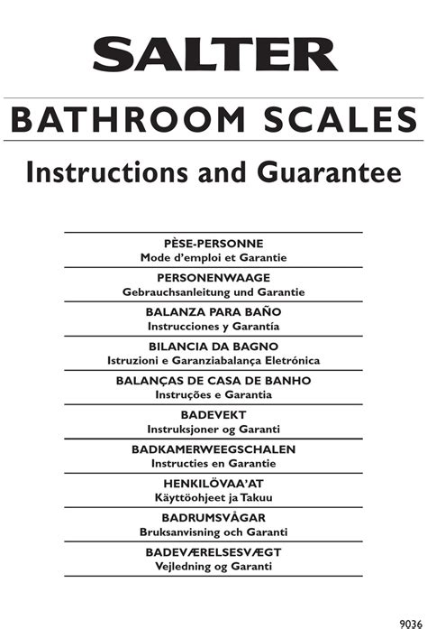 Salter 9036 Instructions And Guarantee Pdf Download Manualslib