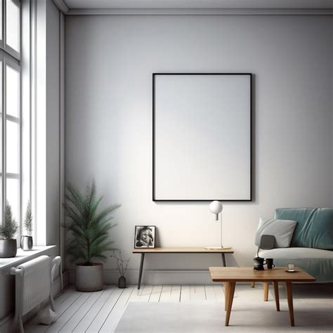 Premium AI Image Mock Up Poster Frame In Modern Interior Background