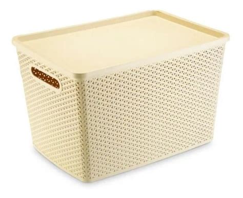 Cesto Organizador Rattan Litros Creme Plasnorthon Mais Lar