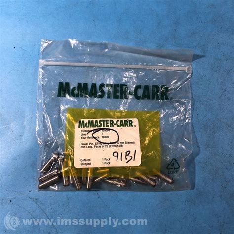 Mcmaster Carr 91595a458 Pack Of 25 Dowel Pins Ims Supply