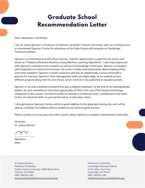 Graduate School Recommendation Letter Template | Visme