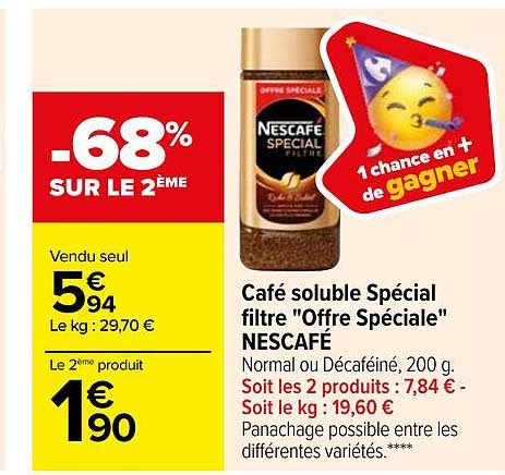 Promo Caf Soluble Sp Cial Filtre Offre Sp Ciale Nescaf Chez