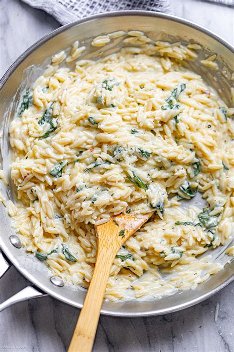 Creamy Orzo Pasta Recipe With Spinach Creamy Orzo Pasta Recipe