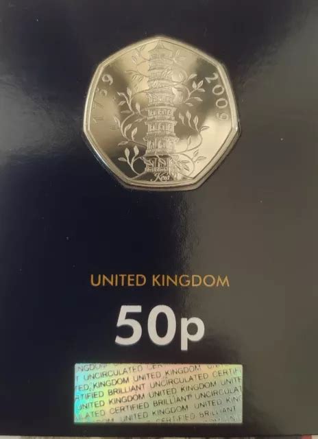 P Fifty Pence Coin Kew Gardens Uk Bunc Change Checker