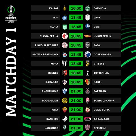 UEFA Europa Conference League on Twitter: "MATCHDAY! 🙌 Pick 3⃣ teams to ...