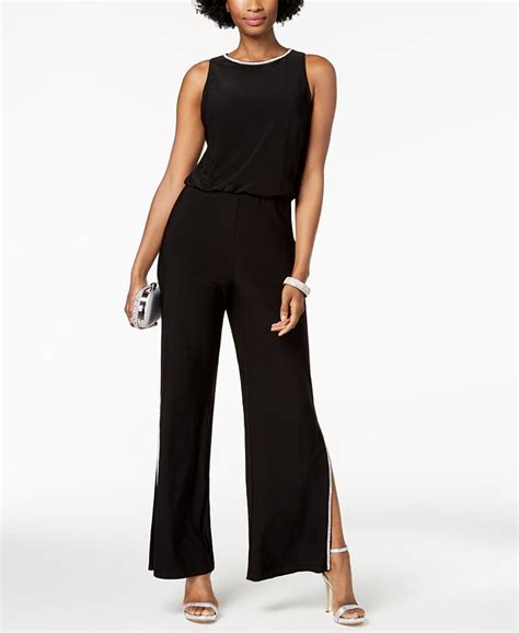 Msk Rhinestone Trimmed Wide Leg Jumpsuit Macys