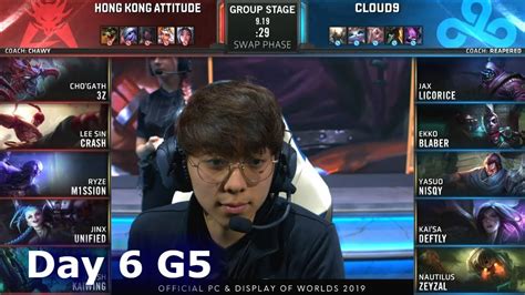 HKA Vs C9 Day 6 S9 LoL Worlds 2019 Group Stage HK Attitude Vs Cloud