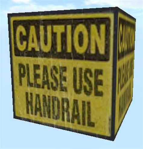 Second Life Marketplace Rotating Caution Please Use Handrail Sign