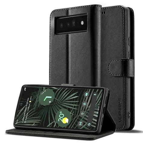 LC IMEEKE Google Pixel 6 Pro Wallet Magnetic Stand Case Black Wallet