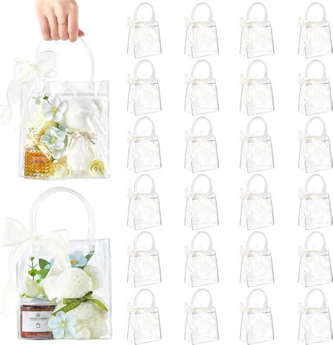 Amazon CLUEWR 24 Pack Clear Gift Bags With Handle Reusable PVC