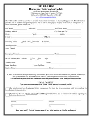 Fillable Online Homeowner Update Form Fax Email Print PdfFiller