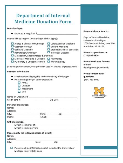 Fillable Online Med Umich Donation Printable Form Med Umich Fax Email