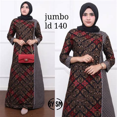 Jual Baju Dress Gamis Wanita Jumbo Big Size Ld 110 120 130 140 Batik