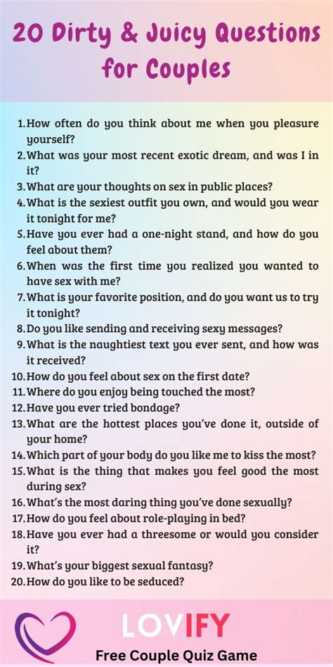 20 Dirty And Juicy Questions For Couples Get Lovify App For Fun Couple